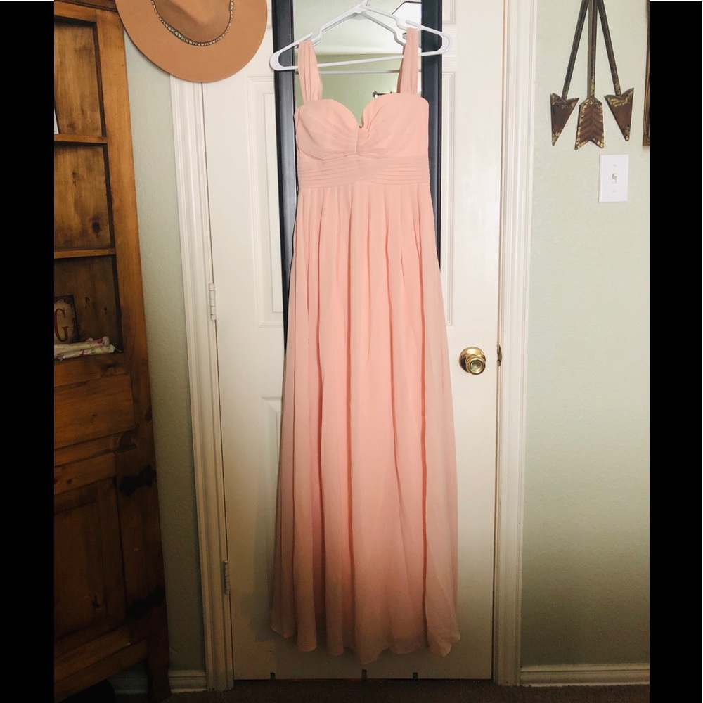 Blush pleated maxi dress